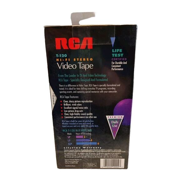 VHS VCR Blank Video Tapes RCA T-120H Standard Grade 6HR New Sealed - Picture 2 of 3